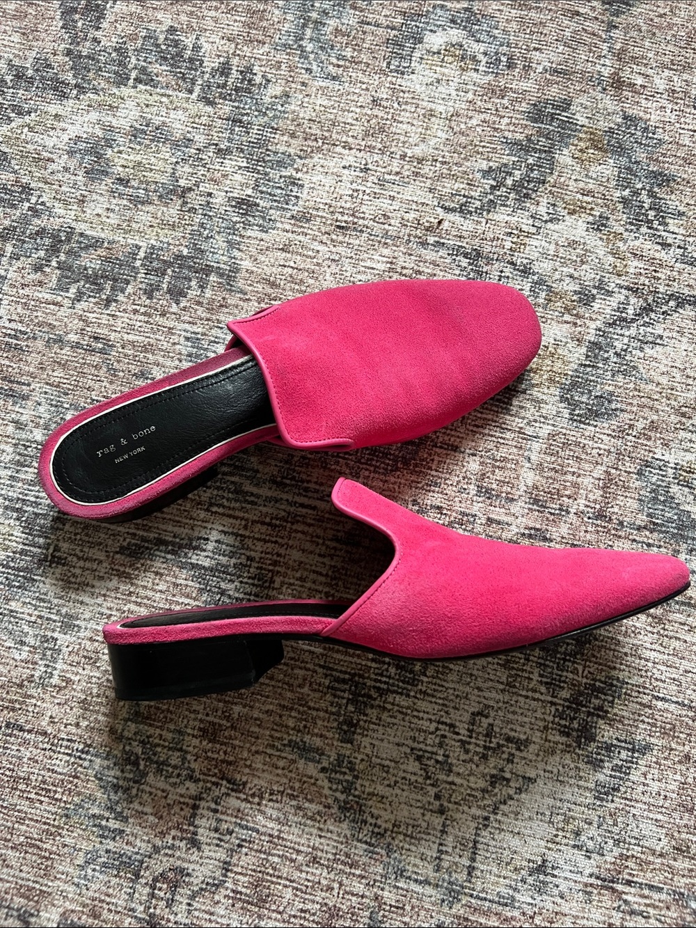 rag & bone Hot Pink Suede Mule Loafers